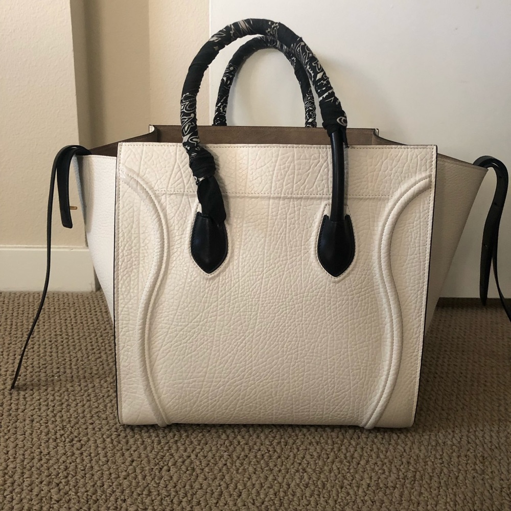 RARE✨ CÉLINE Cabas Phantom White Luggage Tote Bag - Picture 6 of 10